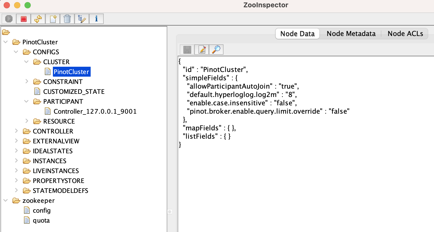 ZooInspector Tool: New Cluster, PinotCluster is showing up